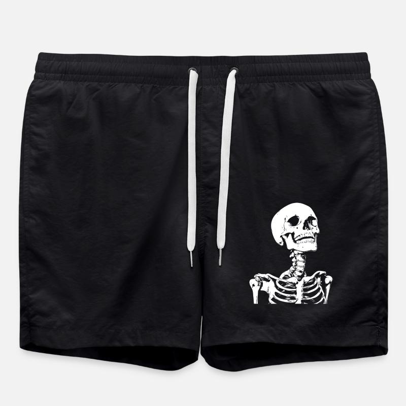 Skeleton Skull Gothic - Swim Trunks - black