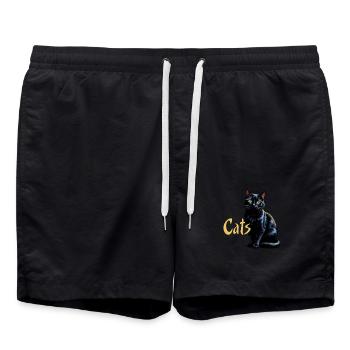 Majestic Black Cat Portrait Majestic - Swim Trunks - black - Front - AI Model Male 185 light (185cm)