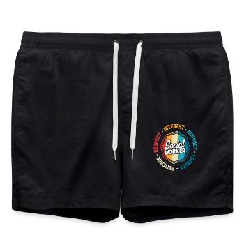Sozialarbeiter Respekt Geduld Loyalität - Badeshorts - Schwarz - Vorne - AI Model Male 185 light (185cm)