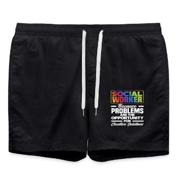 Social workers: because problems create opportunities for creative people - Swim Trunks - black - Front - AI Model Male 185 light (185cm)