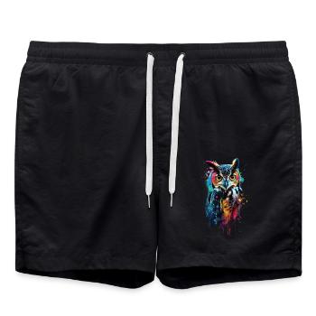 Eule - Badeshorts - Schwarz - Vorne - AI Model Male 185 light (185cm)