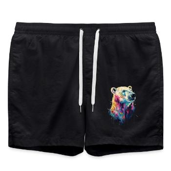 Polar bear - Swim Trunks - black - Front - AI Model Male 185 light (185cm)