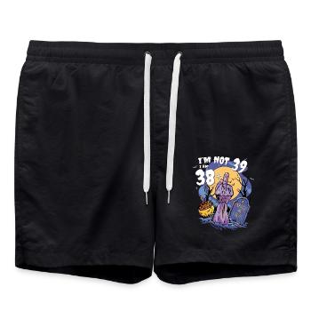 39. Geburtstag: 38 + Zombie-Finger für einen Gruselfinger - Badeshorts - Schwarz - Vorne - AI Model Male 185 light (185cm)