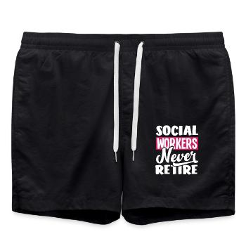 Sozialarbeiter Hören Nie Auf - Badeshorts - Schwarz - Vorne - AI Model Male 185 light (185cm)