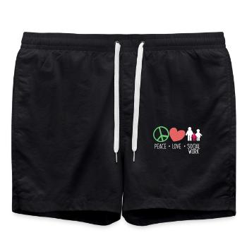 Peace Love Social Work - Swim Trunks - black - Front - AI Model Male 185 light (185cm)