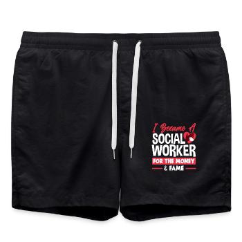 I became a social worker because of money and fame - Swim Trunks - black - Front - AI Model Male 185 light (185cm)