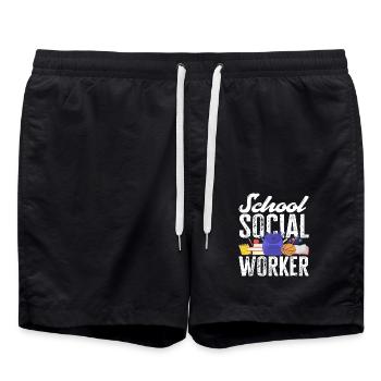 Schulsozialarbeiter: Wertvolle Unterstützung für - Badeshorts - Schwarz - Vorne - AI Model Male 185 light (185cm)