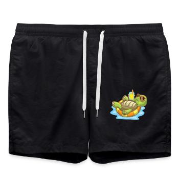 Sea Turtle Ocean Beach Swimming Turtle - Swim Trunks - black - Front - AI Model Male 185 light (185cm)