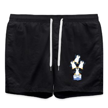 Penguins Standing on Arctic Seabird Penguin - Swim Trunks - black - Front - AI Model Male 185 light (185cm)