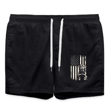hoSitting Rottweiler USA 4th of July and Veterans Da - Swim Trunks - black - Front - AI Model Male 185 light (185cm)