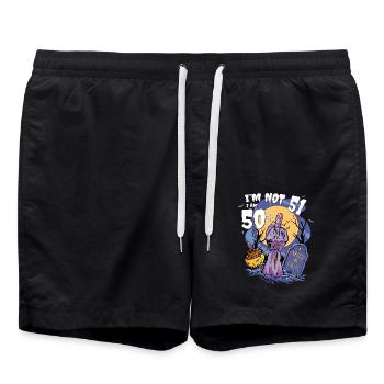 Zombie Finger 51st Birthday - Spooky Fun for - Swim Trunks - black - Front - AI Model Male 185 light (185cm)