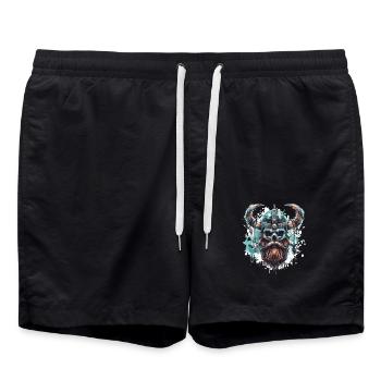 Viking Skull - Swim Trunks - black - Front - AI Model Male 185 light (185cm)