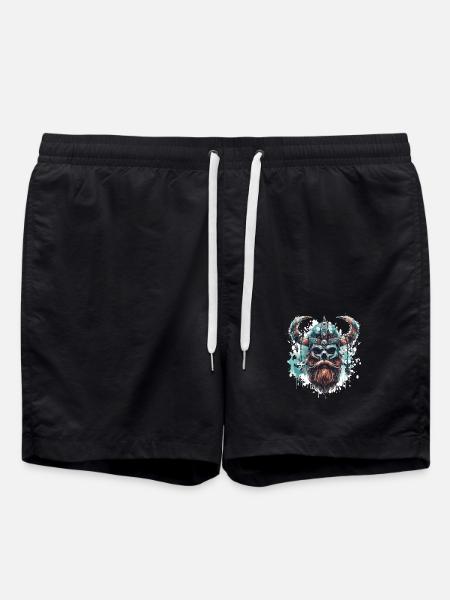 Viking Skull - Swim Trunks - black