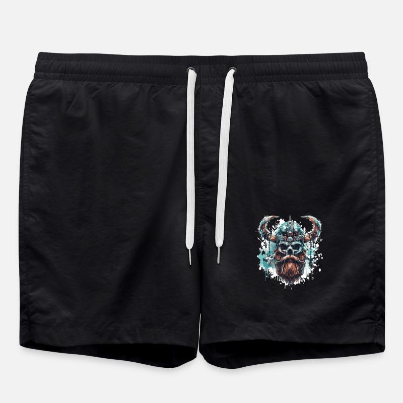 Viking Skull - Swim Trunks - black