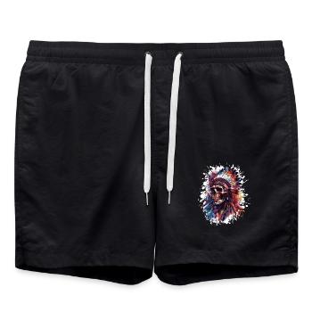 Indianer Totenkopf - Badeshorts - Schwarz - Vorne - AI Model Male 185 light (185cm)