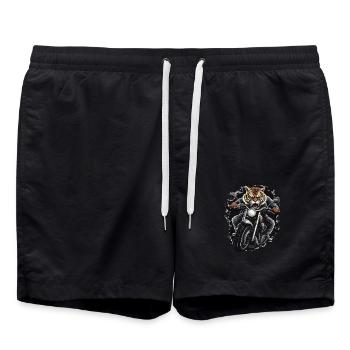 Motorcycle Biker Tiger - Swim Trunks - black - Front - AI Model Male 185 light (185cm)
