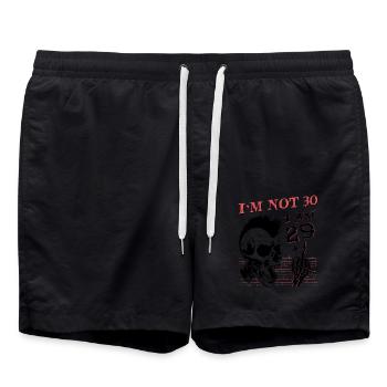 Ich bin 29 plus Mittelfinger - 30. Geburtstag - Badeshorts - Schwarz - Vorne - AI Model Male 185 light (185cm)