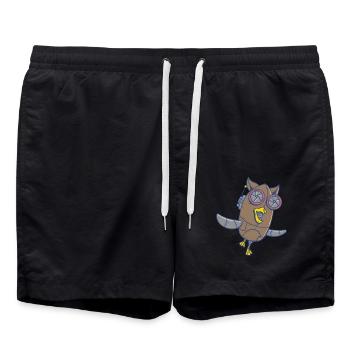 Steampunk hibou Agent Officier Détective - Short de bain - noir - Devant - AI Model Male 185 light (185cm)