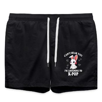 Idée cadeau Bunny K-Pop Korean Pop - Short de bain - noir - Devant - AI Model Male 185 light (185cm)