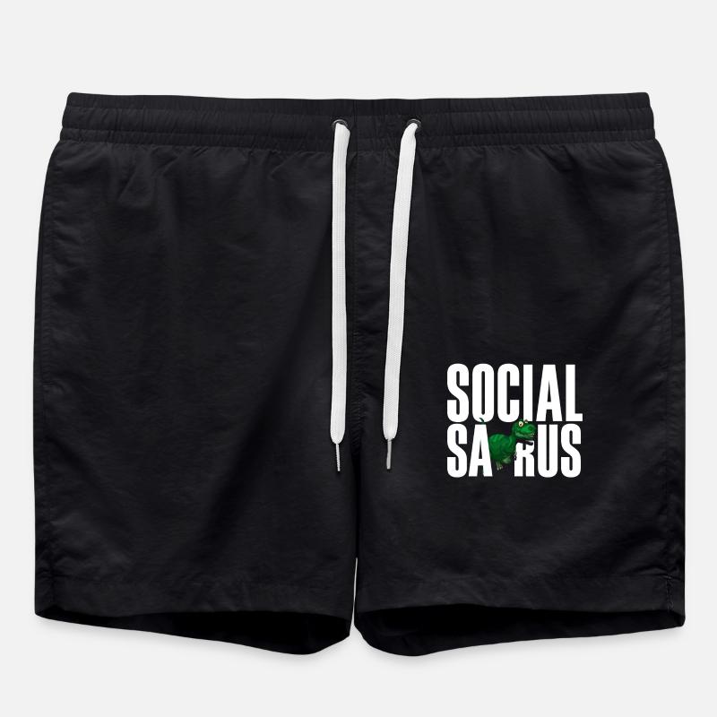 Social Saurus Dinosaur Funny - Swim Trunks - black