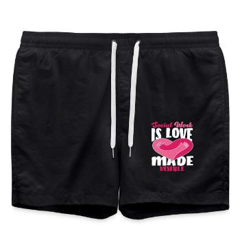 Social work is love visible - Swim Trunks - black - Front - AI Model Male 185 light (185cm)