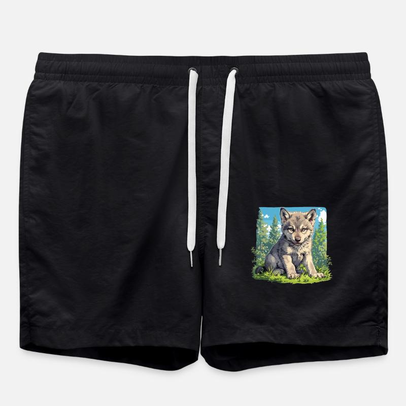 Wolves Wolf - Swim Trunks - black