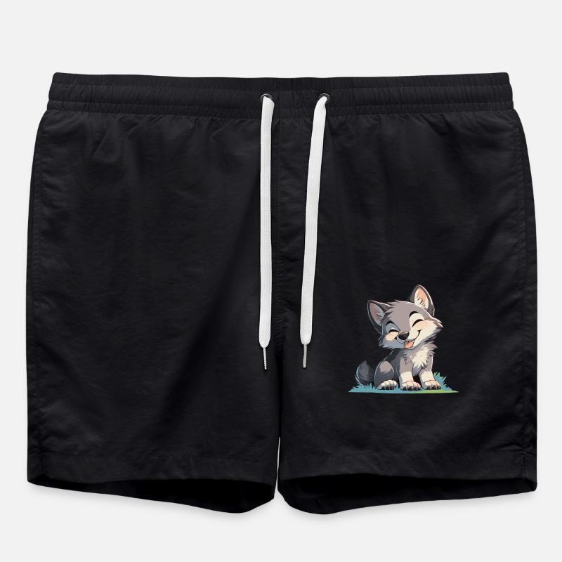 Wolves Wolf - Swim Trunks - black