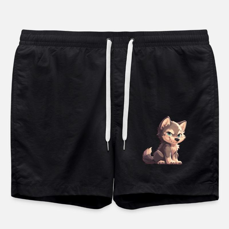 Wolves Wolf - Swim Trunks - black