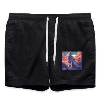 Wölfe Wolf - Badeshorts - Schwarz - Vorne - AI Model Male 185 light (185cm)