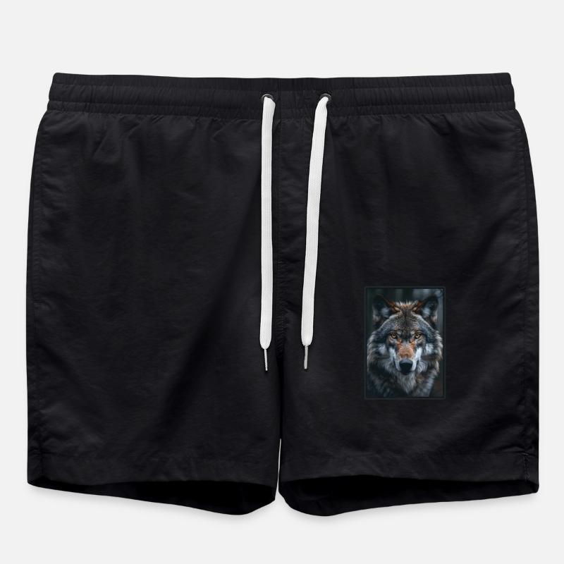 Wolves Wolf - Swim Trunks - black