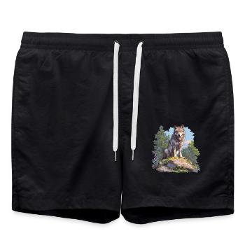 Wölfe Wolf - Badeshorts - Schwarz - Vorne - AI Model Male 185 light (185cm)