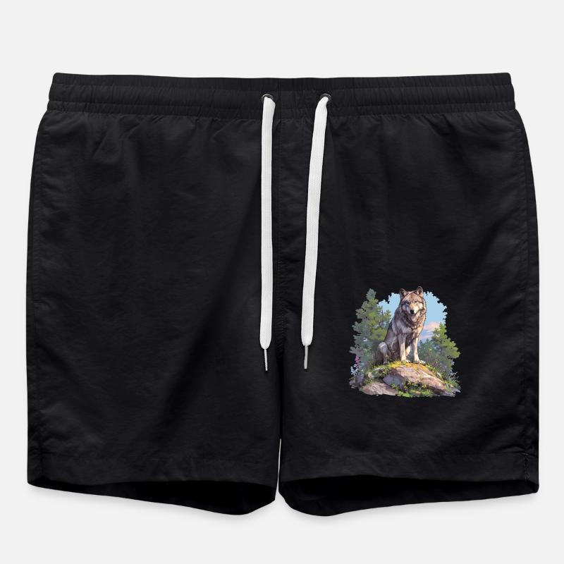 Wolves Wolf - Swim Trunks - black