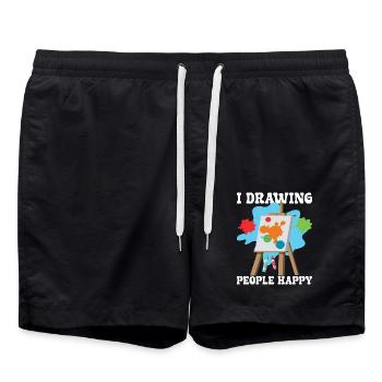 Funny Art Painter Drawing People Happy Artist Gift - Badeshorts - Schwarz - Vorne - AI Model Male 185 light (185cm)