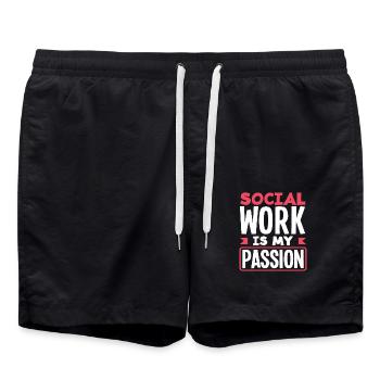Social work is my passion - Swim Trunks - black - Front - AI Model Male 185 light (185cm)
