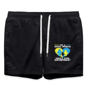Je suis travailleur social, quel est le vôtre - Short de bain - noir - Devant - AI Model Male 185 light (185cm)