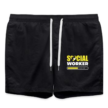 Sozialarbeiter Wird Geladen... - Badeshorts - Schwarz - Vorne - AI Model Male 185 light (185cm)