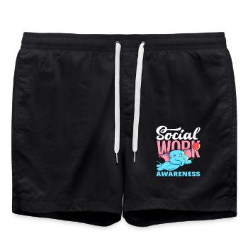 Social Work Awareness with Elephant - Swim Trunks - black - Front - AI Model Male 185 light (185cm)