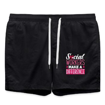Social workers make a difference - Swim Trunks - black - Front - AI Model Male 185 light (185cm)