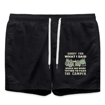 Versuch, das Wohnmobil Camping zu parken - Badeshorts - Schwarz - Vorne - AI Model Male 185 light (185cm)
