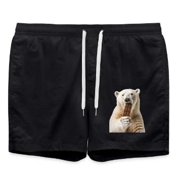 Polar bear - Swim Trunks - black - Front - AI Model Male 185 light (185cm)