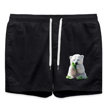 Polar bear - Swim Trunks - black - Front - AI Model Male 185 light (185cm)