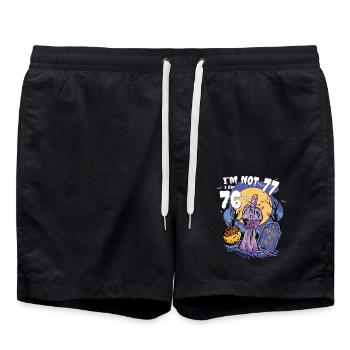 77th Birthday Zombie - 76 + Zombie Finger for - Swim Trunks - black - Front - AI Model Male 185 light (185cm)