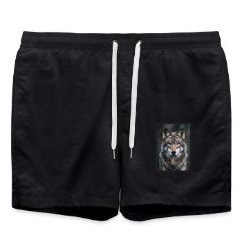 Wölfe Wolf - Badeshorts - Schwarz - Vorne - AI Model Male 185 light (185cm)
