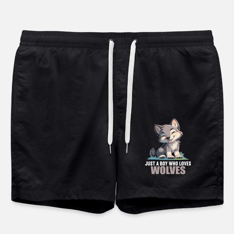 Wolves Wolf - Swim Trunks - black