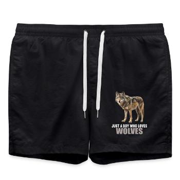 Wölfe Wolf - Badeshorts - Schwarz - Vorne - AI Model Male 185 light (185cm)