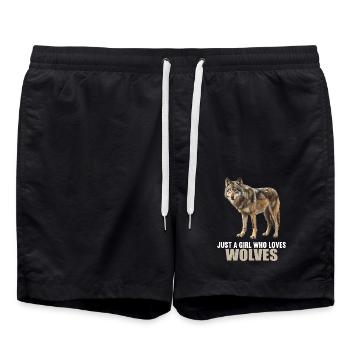 Wölfe Wolf - Badeshorts - Schwarz - Vorne - AI Model Male 185 light (185cm)