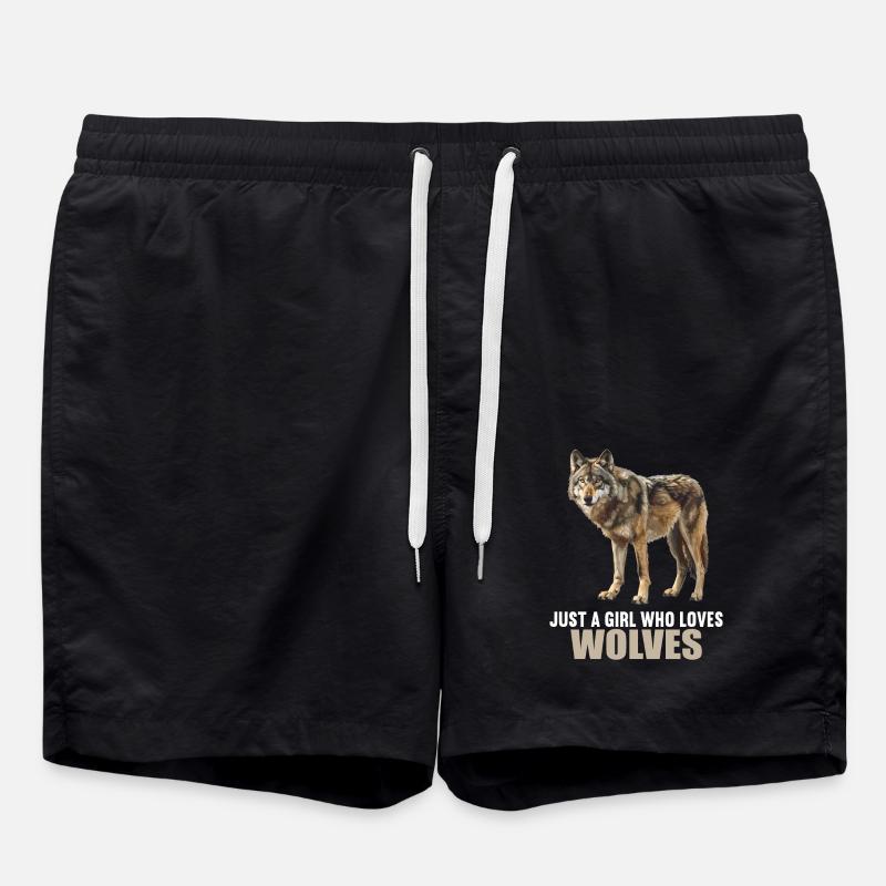 Wolves Wolf - Swim Trunks - black