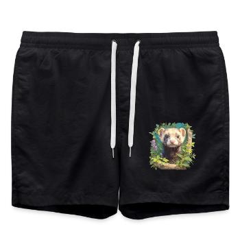Ferret Frettchen - Badeshorts - Schwarz - Vorne - AI Model Male 185 light (185cm)