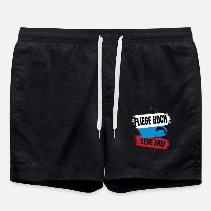 Paragliding - Fly High, Live Free - Swim Trunks - black