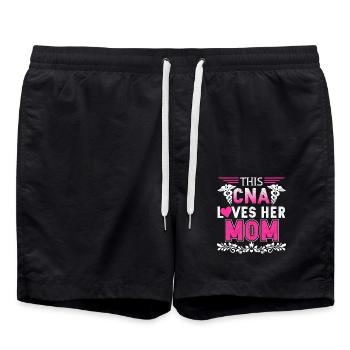 This CNA Loves Her Mom - Swim Trunks - black - Front - AI Model Male 185 light (185cm)